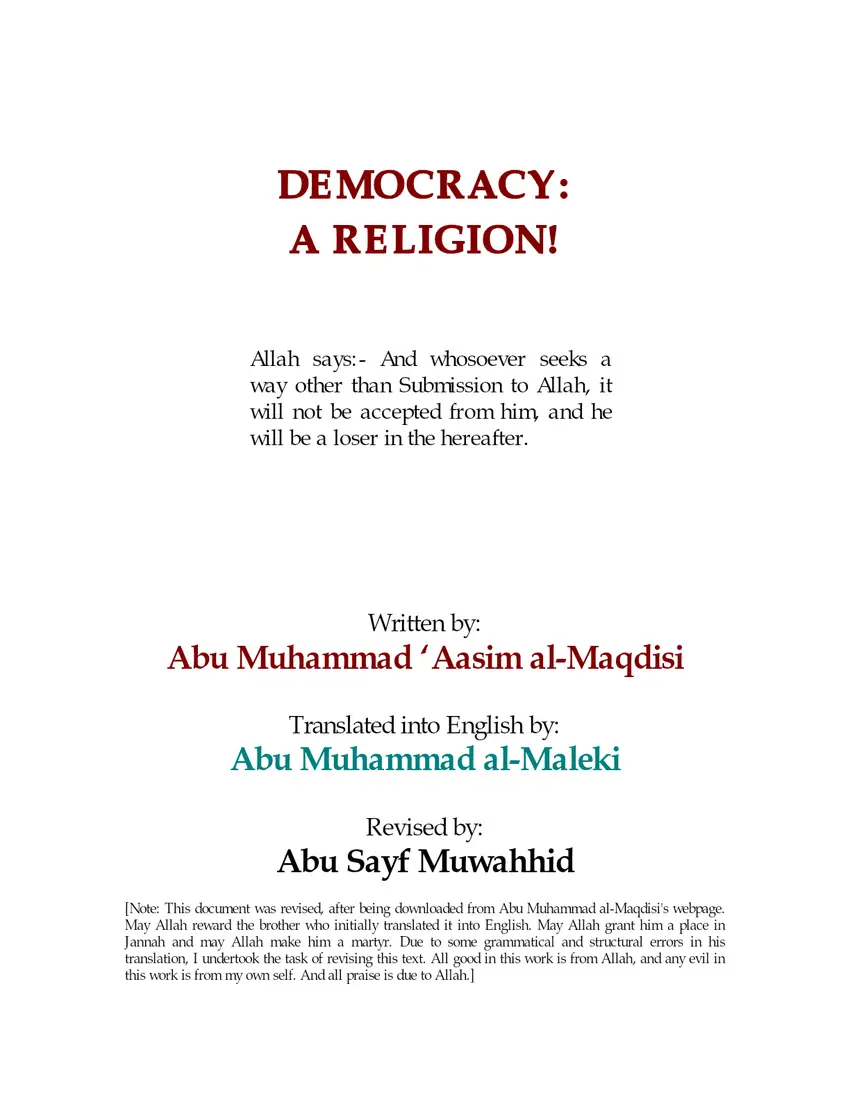 Democracy & Religion