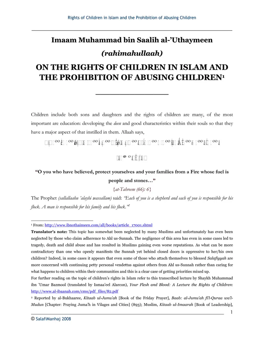 The Rights of Children in Islam