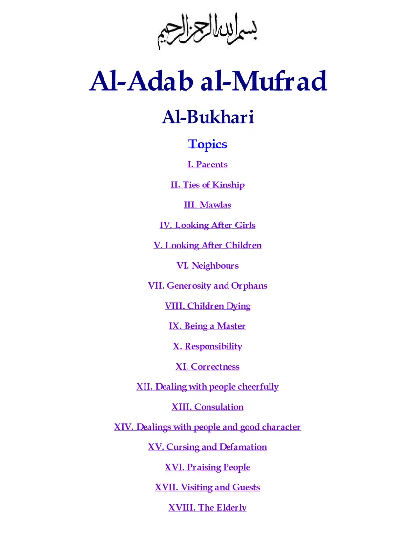 Adab Al Mufrad Imam Bukhari