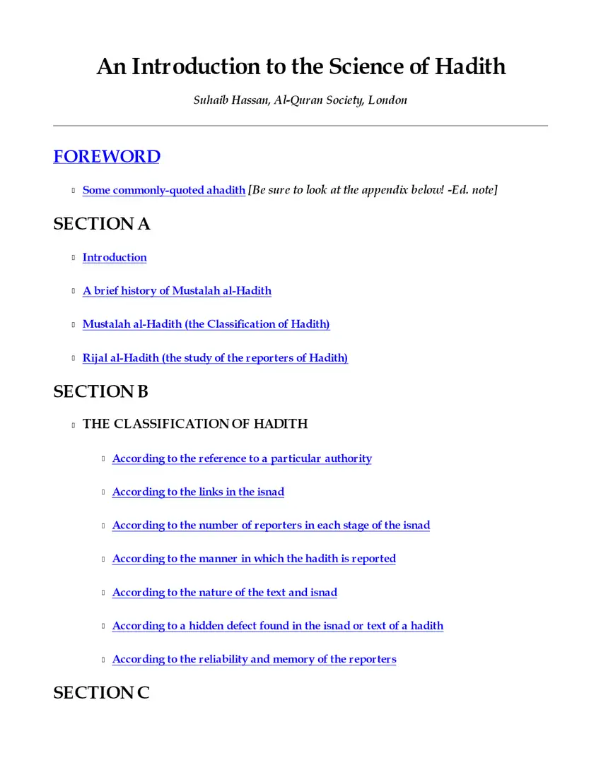 An Introduction to the Science of Hadith