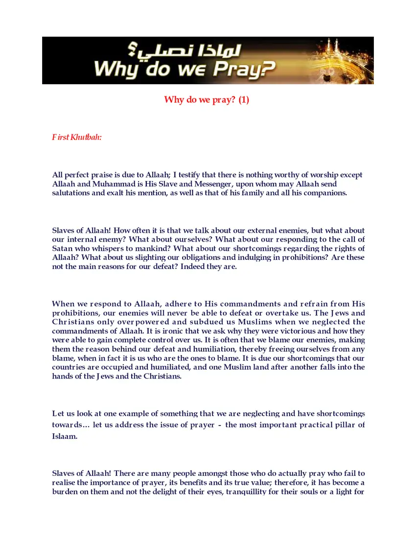 Why do we Pray
